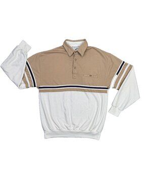 Classics by Palmland Polo Shirt Mens Medium M Tan Beige Grandpa Vintage 90s Y2K